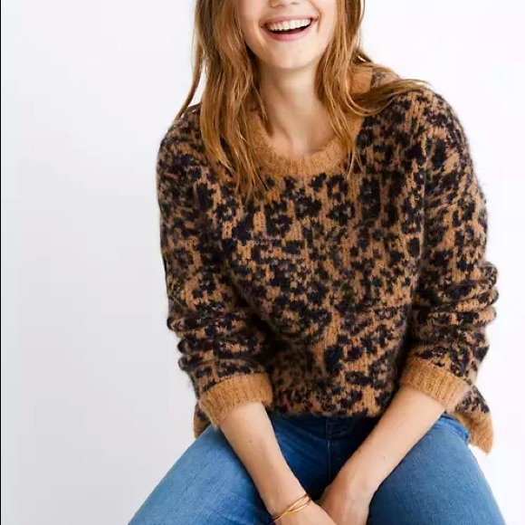 Madewell crewneck pullover sweater in leopard - Picture 1 of 3